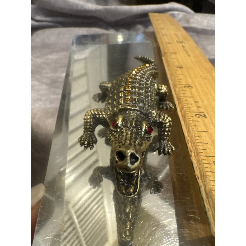 Alligator‎ crocodile Jeweled Crystals/Trinket Jewelry Box/Great Detail